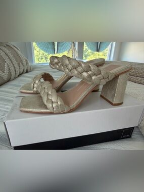 Dolce Vita Pauly Gold Braided Block Heel Sandal 7.5